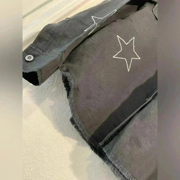 Rails Loren Black Metallic Embroidered Stars Long Sleeve Button Down Shirt Sz M - Picture 8 of 10